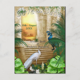 Golden Royal Peacock Temple Dreams Aankondigingskaart