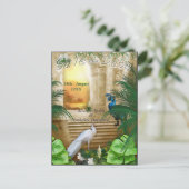 Golden Royal Peacock Temple Dreams Aankondigingskaart (Staand voorkant)