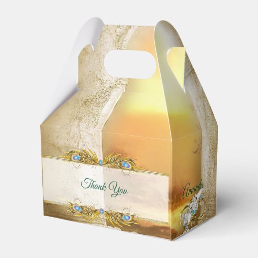 Golden Royal Peacock Temple Dreams Bedankdoosjes (Achterkant)