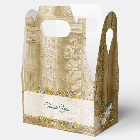 Golden Royal Peacock Temple Dreams Bedankdoosjes (Geopend)