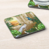 Golden Royal Peacock Temple Dreams Bier Onderzetter (Linkerzijde)