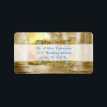 Golden Royal Peacock Temple Dreams Etiket<br><div class="desc">Exotische goudbladeren en juwelen-decor voor een bruiloft-collectie dat overeenkomt met dit ontwerp voor een bruiloft of een decor</div>