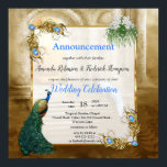 Golden Royal Peacock Temple Dreams Poster<br><div class="desc">Witte en blauw-groene koninklijke vreugde bruinachtige fantasie-herrie in een tropische tempel omringd door groen met modern gouden sierjuwelen decor.</div>