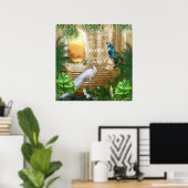 Golden Royal Peacock Temple Dreams Poster (Thuiskantoor)