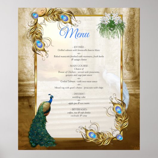 Golden Royal Peacock Temple Dreams Poster (Voorkant)