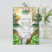 Golden Royal Peacock Temple Dreams RSVP Kaartje (Staand voorkant)