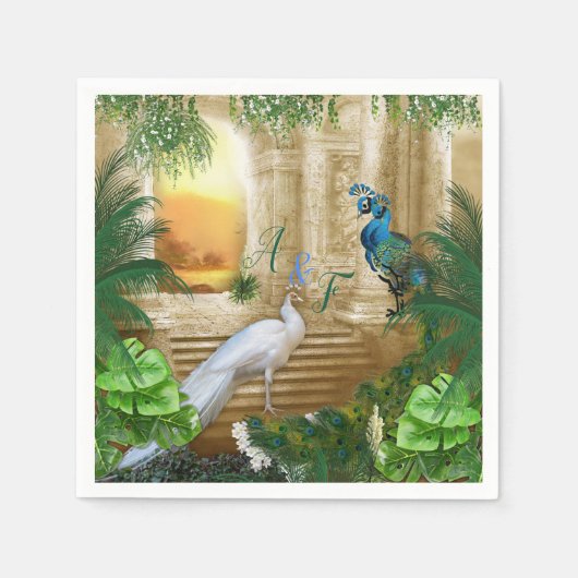 Golden Royal Peacock Temple Dreams Servet (Voorkant)