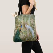 Golden Royal Peacock Temple Dreams Tote Bag (Dichtbij)