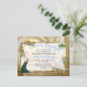 Golden Royal Peacock Temple Dreams Uitnodiging Briefkaart (Staand voorkant)