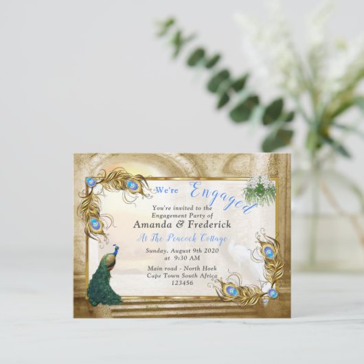 Golden Royal Peacock Temple Dreams Uitnodiging Briefkaart (Staand voorkant)