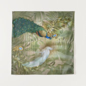 Golden Royal Peacock Temple Dreams Wandkleed (Voorkant (horizontaal))