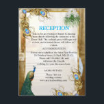 Golden Royal Peacock Temple Trouwdromen Aankondigingskaart<br><div class="desc">Wit en blauw-groen koninklijke pauw bruiloft fantasie landschap in een tropische tempel omgeven door groen met moderne gouden veren juweel decor. Kleurenpalet van goud,  wit en groen met elegant gedraaide stijlvolle glanzende grafische cerulean blauw gouden pauwenveren en witte bloemen.</div>