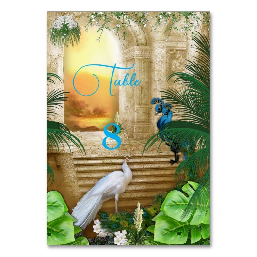 Golden Royal Peacock Temple Trouwdromen Kaart (Voorkant)