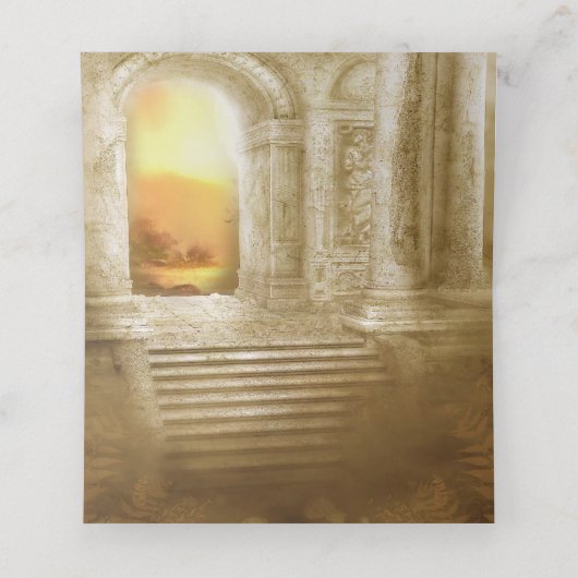 Golden Royal Peacock Temple Trouwdromen Plaatskaartje (Binnenkant ongevouwen)