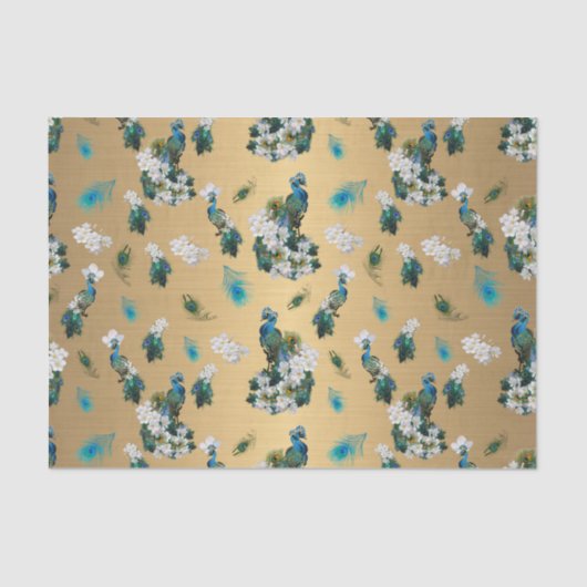 Golden Royal Peacock Temple Trouwdromen Tissuepapier (Voorkant)