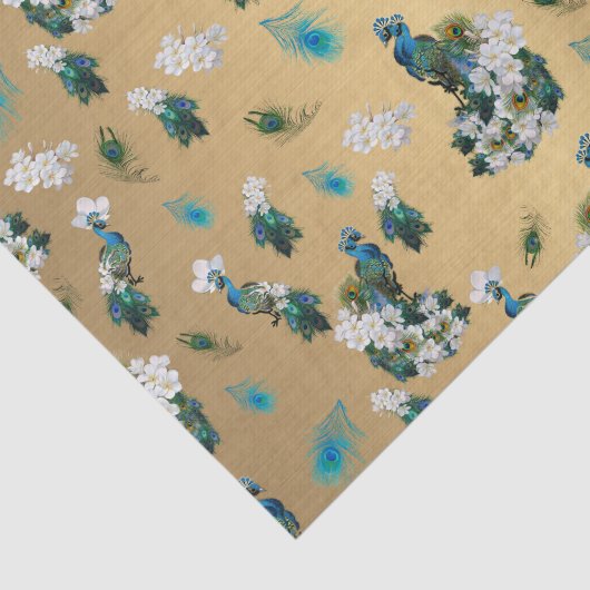 Golden Royal Peacock Temple Trouwdromen Tissuepapier (Detail)