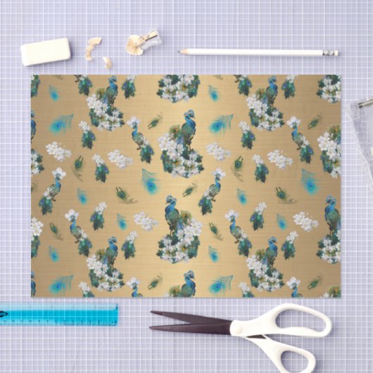 Golden Royal Peacock Temple Trouwdromen Tissuepapier (Craft)