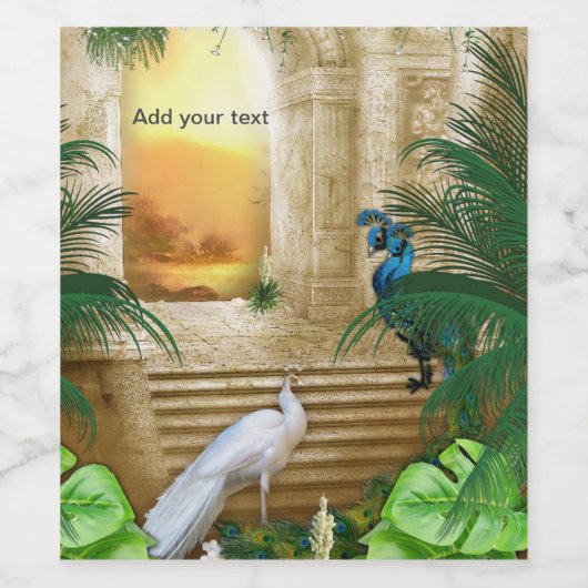 Golden Royal Peacock Temple Trouwdromen Wijn Etiket (Enkel label)