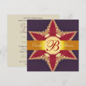 Golden Royal Red Star Monogram Uitnodiging voor he (Voorkant / Achterkant)