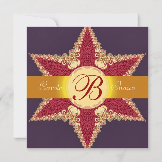Golden Royal Red Star Monogram Uitnodiging voor he (Voorkant)