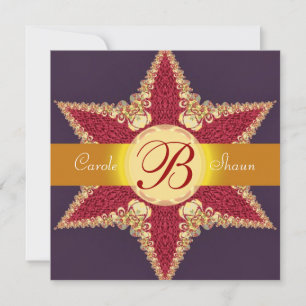 Golden Royal Red Star Monogram Uitnodiging voor he