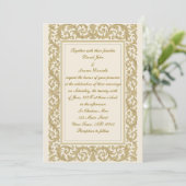 Golden Royal Scrolls foto bruiloft uitnodiging (Staand voorkant)