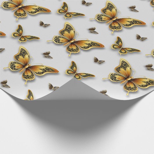 Golden Royal Vlinders Cadeaupapier (Hoek)