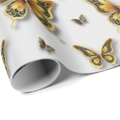 Golden Royal Vlinders Cadeaupapier (Rol Hoek)
