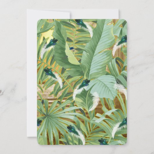 Golden Royal White Peacock Feathers Kaart (Achterkant)