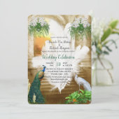 Golden Royal White Peacock Feathers Kaart (Staand voorkant)