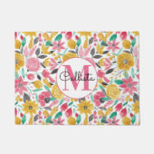 Golden roze bloemen laten Waterverf monogram Deurmat (Voorkant)