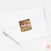 Golden roze monogram op maat vierkante sticker (Envelop)