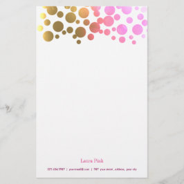 Golden roze retro confetti briefpapier