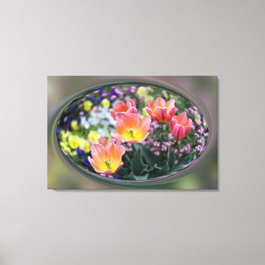 Golden roze tulpen canvas afdruk (Voorkant)
