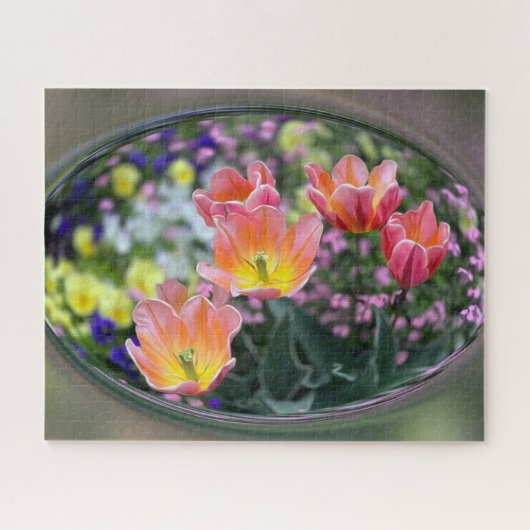 Golden roze tulpen legpuzzel (Horizontaal)