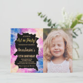 Golden roze verf op zaterdag met foto kaart (Staand voorkant)