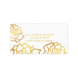 Golden Rozen adreslabel - Wit Etiket