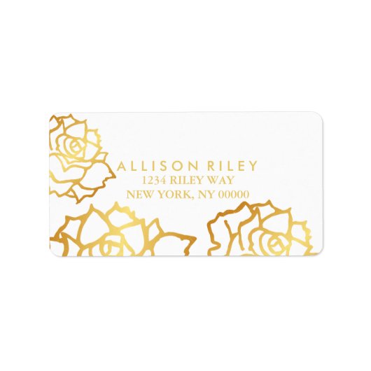 Golden Rozen adreslabel - Wit Etiket (Voorkant)