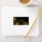 Golden Rozen Adreslabel - Zwart Etiket (Insitu)