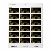 Golden Rozen Adreslabel - Zwart Etiket (Full Sheet)