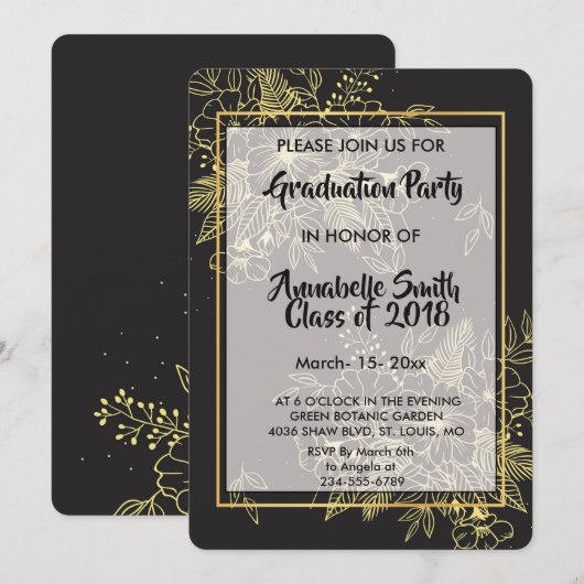 Golden Rozen Afstuderen Kaart (Voorkant / Achterkant)