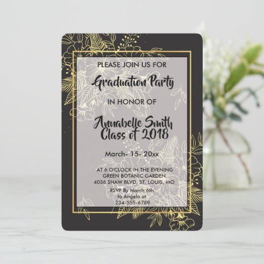 Golden Rozen Afstuderen Kaart (Staand voorkant)