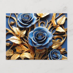 Golden Rozen Art Nouveau Briefkaart