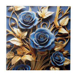 Golden Rozen Art Nouveau Tegeltje