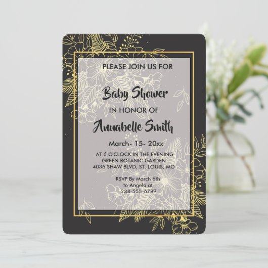 Golden Rozen Baby shower Kaart (Staand voorkant)