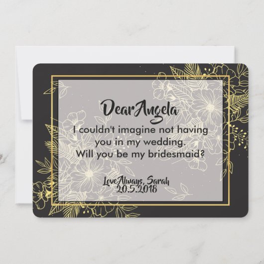 Golden Rozen bruidsmeisje Kaart (Achterkant)