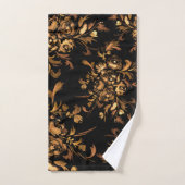 Golden Rozen op Black Floral Pattern Bad Handdoek (Handdoek)