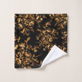 Golden Rozen op Black Floral Pattern Bad Handdoek (Wasdoekje)