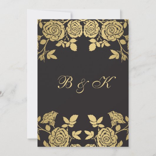 Golden rozen op zwart 60ste Jubileum Kaart (Achterkant)