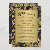 Golden rozen op zwart 60ste Jubileum Kaart (Voorkant / Achterkant)